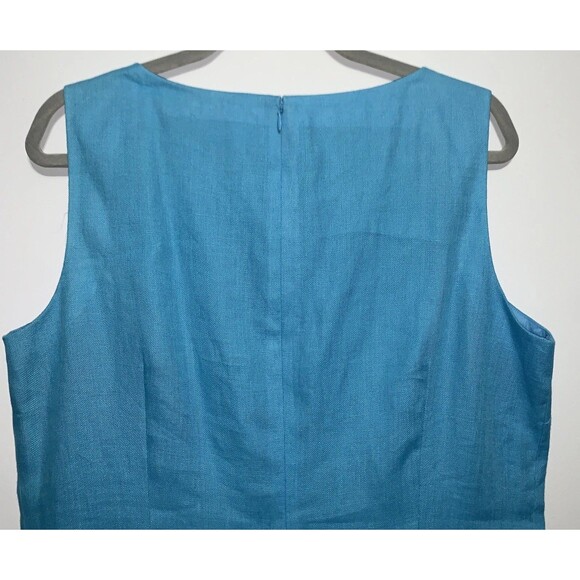 Talbots Irish Linen Dress Sleeveless Sheath Light Blue Career Size 16 - Picture 5 of 7